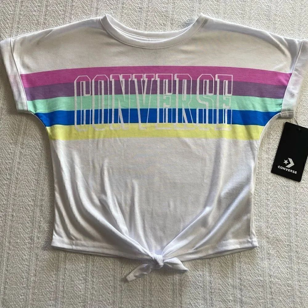 CONVERSE GIRL'S Striped Front Tie Top
